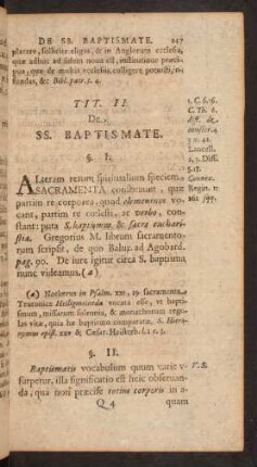 Tit. II. De SS. Baptismate.
