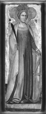 Andrea di Bartolo (nachweisbar seit 1389, gest. 1428). Die heilige Katharina. Pappelholz, 59,4 x 20,8 cm. Altenburg: Staatliches Lindenau-Museum 63