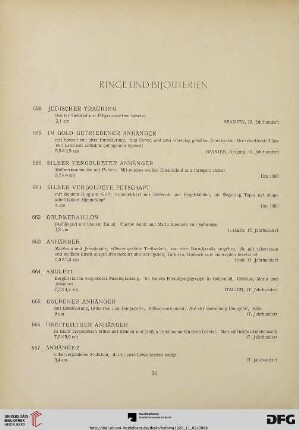 Ringe und Bijouterien (Nr. 658-799)