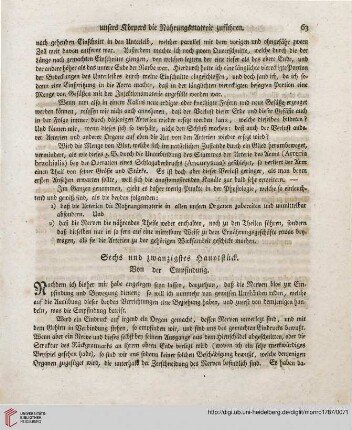 Sechs und zwanzigstes Hauptstück: Von der Empfindung