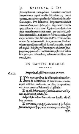 In Capitis Dolore Ingenti.
