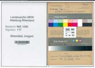 Entnazifizierung Irmgard Birkenfeld , geb. 21.03.1922 ()
