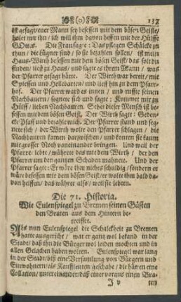 Die 71. Historia. Wie Eulenspiegel zu Bremen seinen Gästen den Braten aus dem Hintern betreiffet