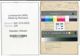 Entnazifizierung Wilhelm Rassfeld , geb. 13.10.1895 (Lehrer)