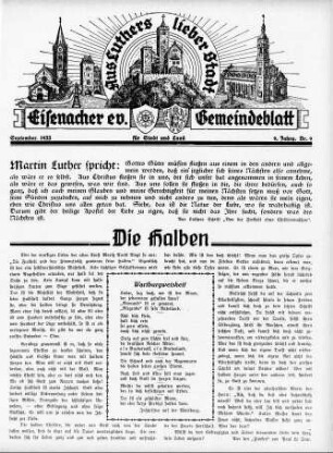 Eisenacher evangelisches Gemeindeblatt : September 1933