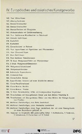 IV: Europäisches und asiatisches Kunstgewerbe (Nr. 162-216)