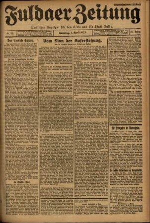 Erste Ausgabe vom Sonntag, den 01. April 1923.