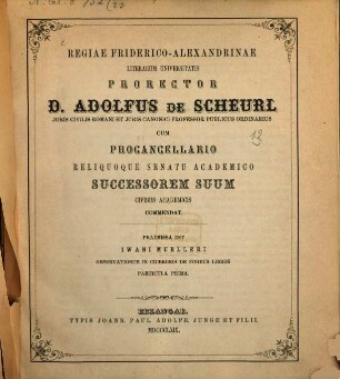 Observationes in Ciceronis De finibus libros, Particula prima. Observationum in Ciceronis De finibus libros
