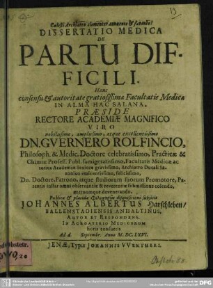 Dissertatio medica de partu difficili