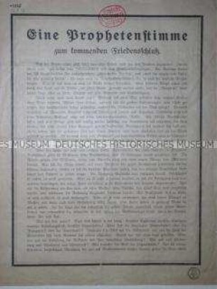 Flugblatt der Allgemeinen Evangelisch-Lutherischen Kirchenzeitung gegen "Verzichtfrieden"