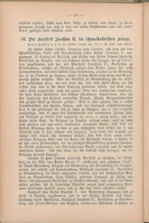 16. Der Kurfürst Joachim II. im schmalkaldischen Kriege.