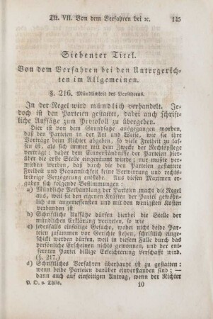 Siebenter Titel. Von dem Verfahren bei den Untergerichten im Allgemeinen