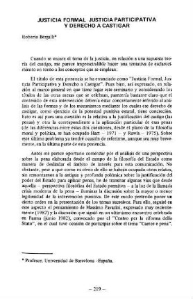 219-238, Justicía Formal, Justiciá Participativa y Derecho a Castigar