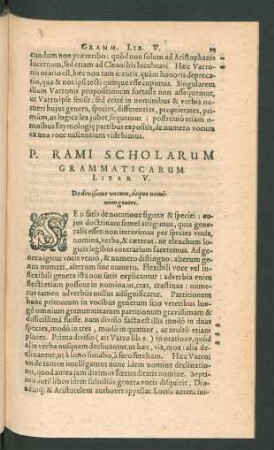 P. Rami Scholarum Grammaticarum Liber V. De divisione vocum, deque nominum genere.