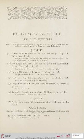 Radirungen und Stiche dänischer Künstler (Nr. 1527 - 1677)