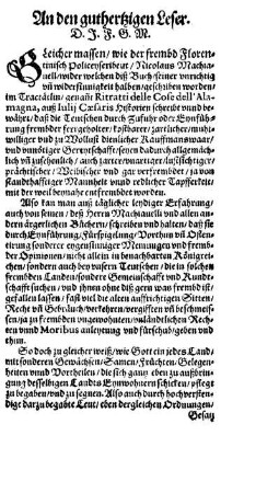 An den guthertzigen Leser.