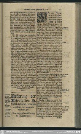 Erklerung der Disputation D. Martini Lutheri vom eingegossenen und erlangten Glauben. 1520