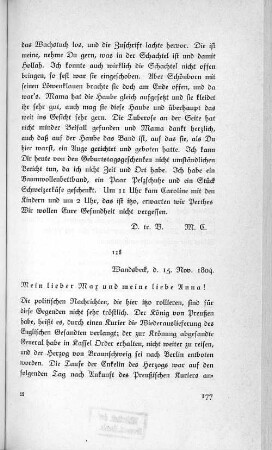128 Wandsbeck, d. 15. Nov. 1804.