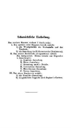 Uebersichtliche Eintheilung