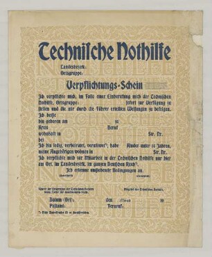 "Technische Nothilfe // Verpflichtungs-Schein"