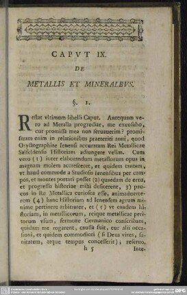 Caput IX. De Metallis Et Mineralibus