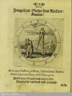XVI. Junge Leut, Stoltze Leut, Alte Leut, Kluge Leut