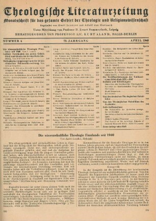 193-200 Die wissenschaftliche Theologie Finnlands seit 1940