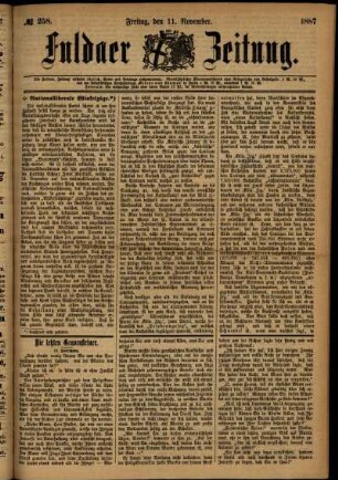 Ausgabe vom Freitag, den 11. November 1887.