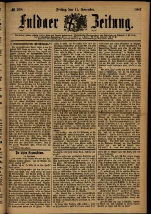 Ausgabe vom Freitag, den 11. November 1887.