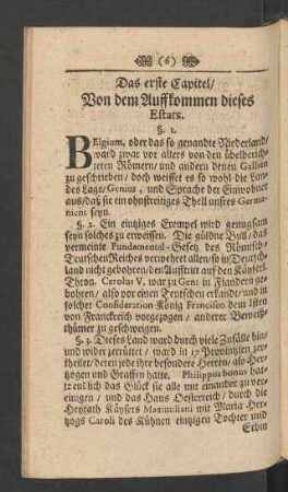 Das erste Capitel, Von dem Auffkommen dieses Estats