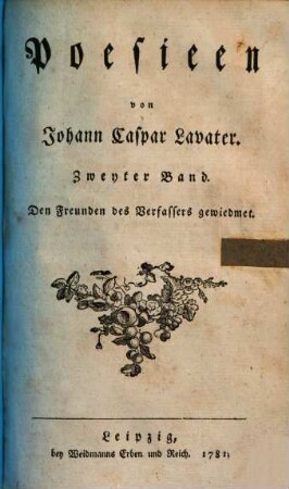 Poesieen : den Freunden des Verfassers gewiedmet, 2