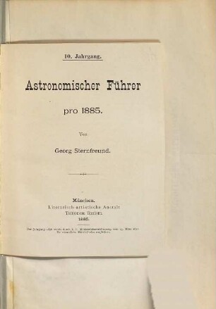 Astronomischer Führer : pro ..., 1885 = Jg. 10