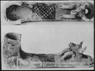 Tell el-mutesellim [Megiddo], Wandbehang (-leuchter) a. Ton