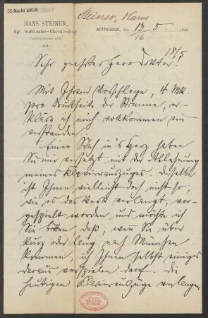 Brief an B. Schott's Söhne : 13.05.1898