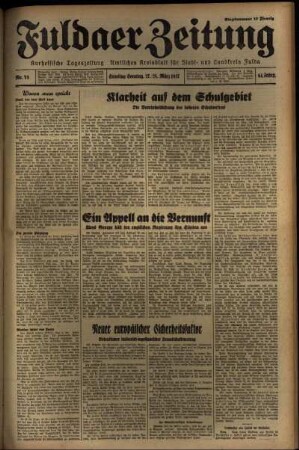 Erste Ausgabe vom Samstag, den 27. März 1937.