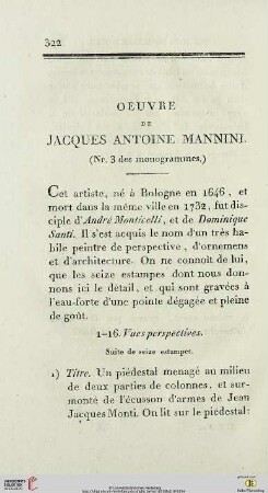 Oeuvre de Jacques Antoine Mannini