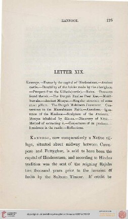 Letter XIX: Kannoge, Formerly the capital of Hindoostaun, Ancient castle, ...