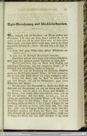 Agio-Berechnung und Wechselreduction