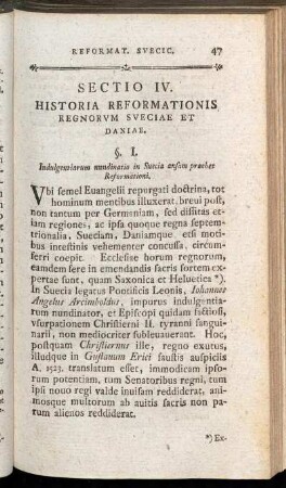 Sectio IV. Historia Reformationis Regnorum Sveciae et Daniae.