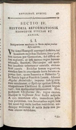 Sectio IV. Historia Reformationis Regnorum Sveciae et Daniae.