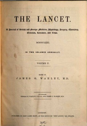 The lancet. 1871, Vol. 2