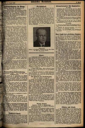 Zweite Ausgabe vom Donnerstag, den 29. August 1929.