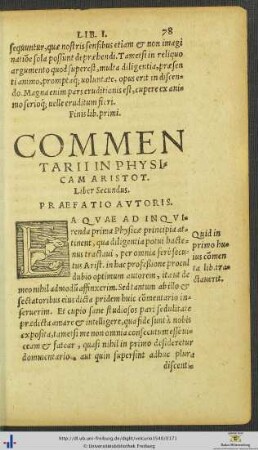 Commentarii In Physicam Aristotelis Liber Secundus