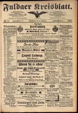 Zweite Ausgabe vom Samstag, den 21. Februar 1903.
