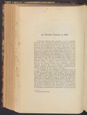 La filosofía francesa en 1908