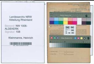 Entnazifizierung Heinrich Kleinmanns , geb. 05.02.1888 (Rendant)