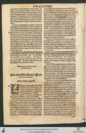 Die Epistel Sanct Paulus zuo den Colossern