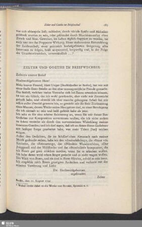 Zelter Und Goethe Im Briefwechsel