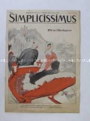 Satirezeitschrift "Simplicissimus" mit Titel-Karikatur auf die Wirtschaftspolitik von Ludwig Erhard