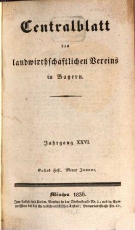 Centralblatt des Landwirthschaftlichen Vereins in Bayern. 26. 1836